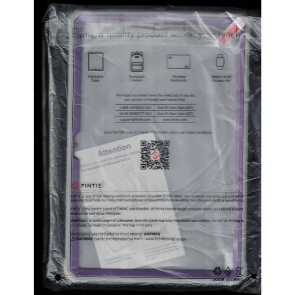 NWOT FINTIE Tablet Purple & Silver Electronics Hard Back Protective Case - Picture 2 of 2